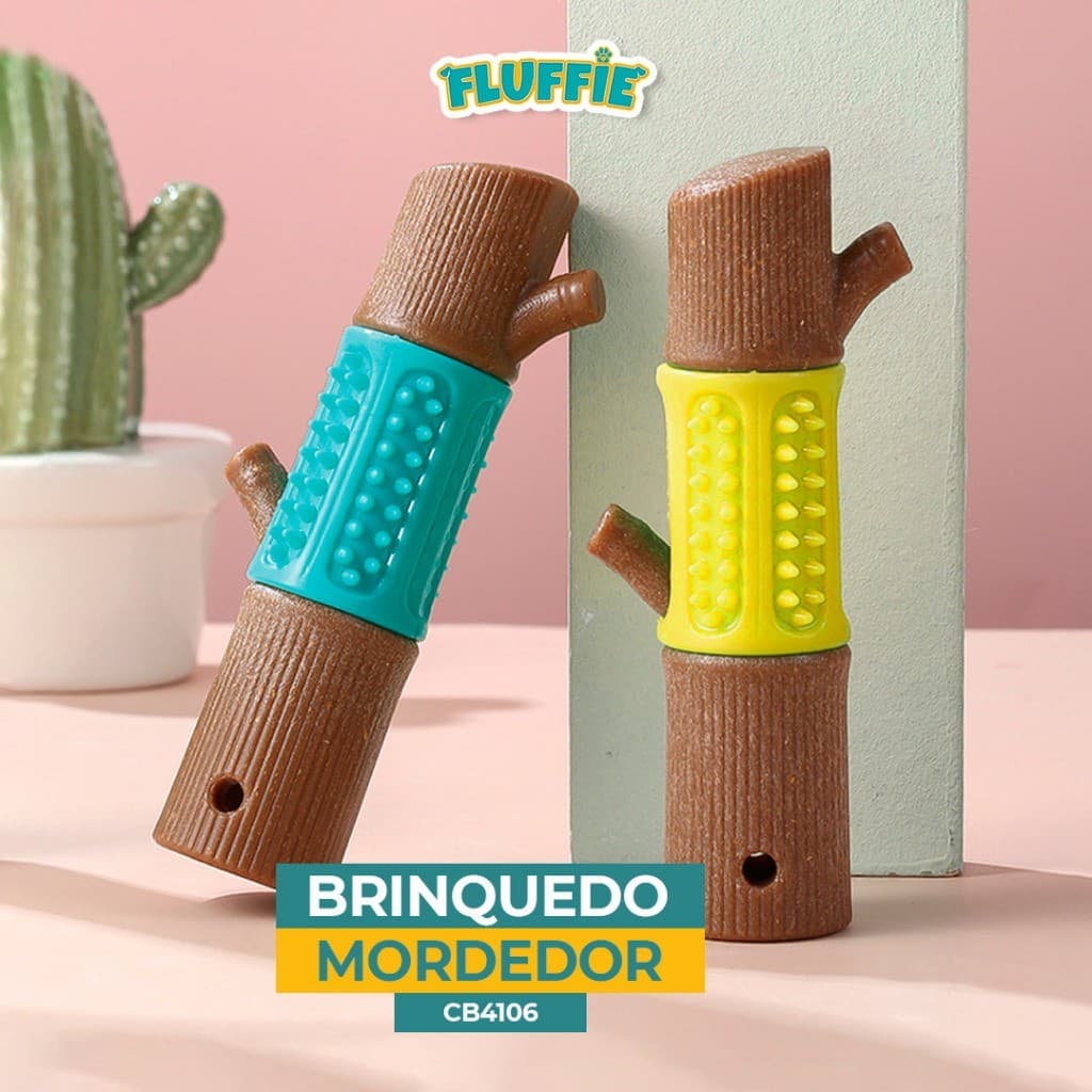 Brinquedo Pet Mordedor Anti-Stress Galho Limpa Dentes Pet