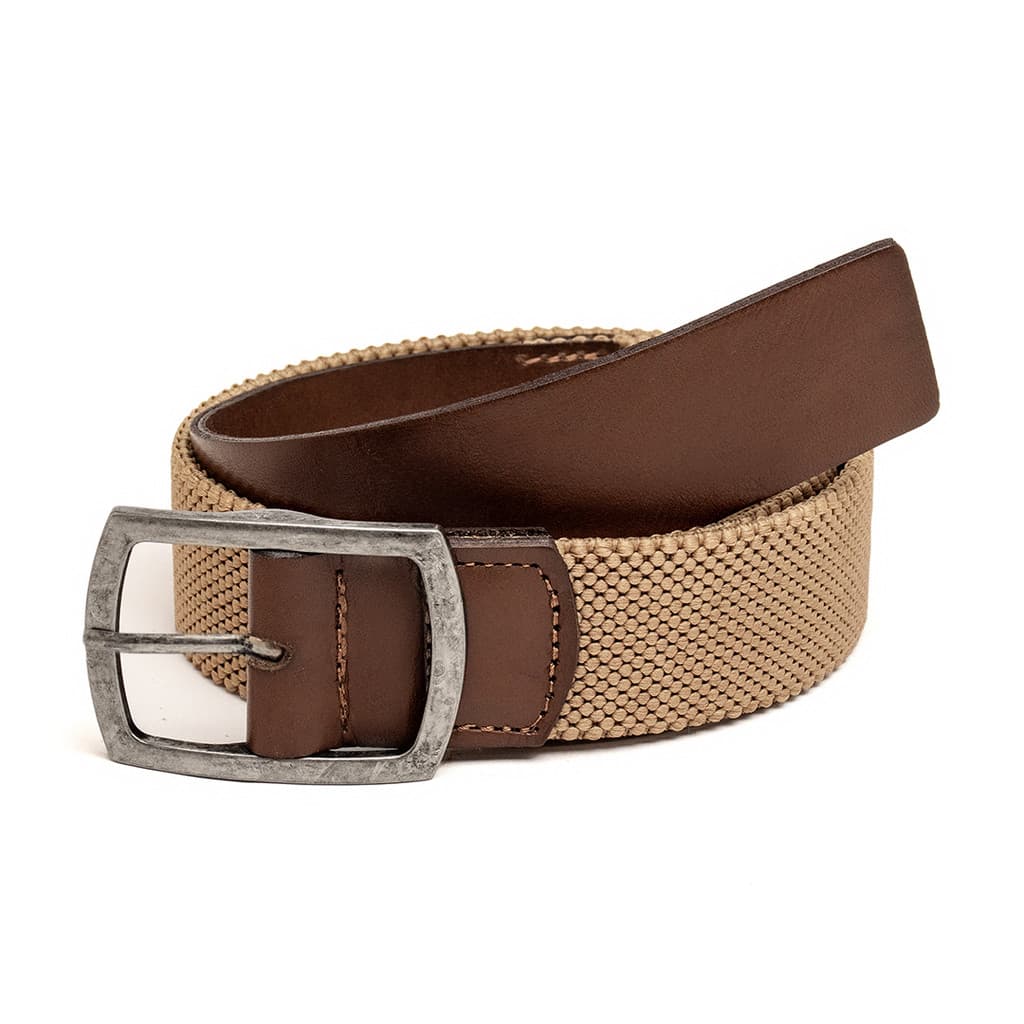 Cinto Casual Esportivo Masculino Elástico E Couro Legítimo Fivela Vintage Elegante