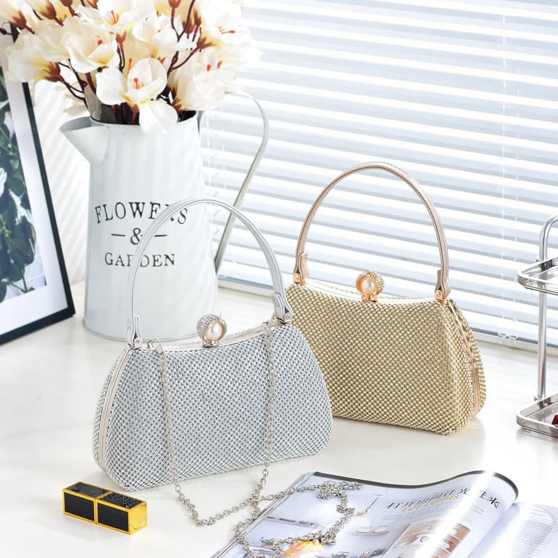 Bolsa de diamante brilhante, bolsa de vestido elegante, bolsa transversal, bolsa de banquete