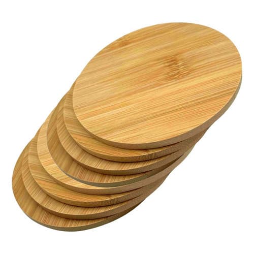 Jogo Porta Copos Bambu 8 Peças Suporte Redondo Descanso