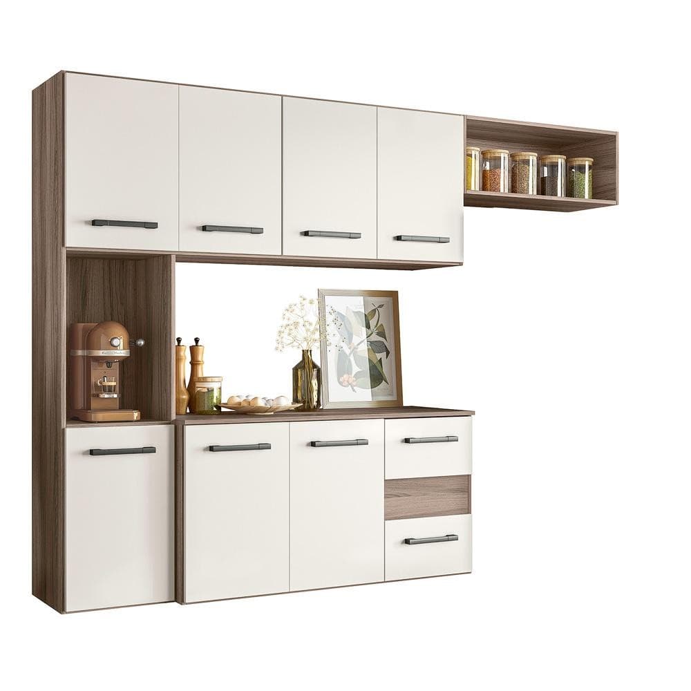 Cozinha Juliete Suspensa Carvalho NatOff Wht Cristal Nicioli