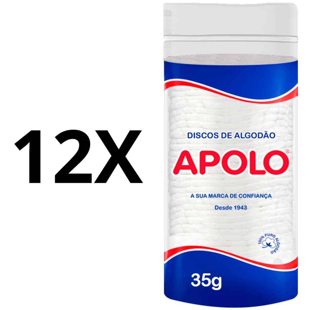 Kit 12 Algodão Disco Apolo  Limpeza Facial  Removedor Maquiagem Esmaltes 35g