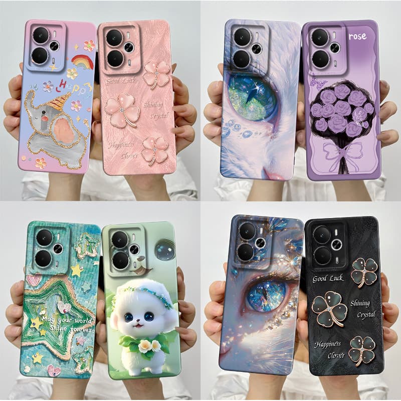 Para Realme 14 14T 5G Invólucro Estético Linda Borboleta Flores Lente De Câmera À Prova De Choque Capa Protetora Realme1