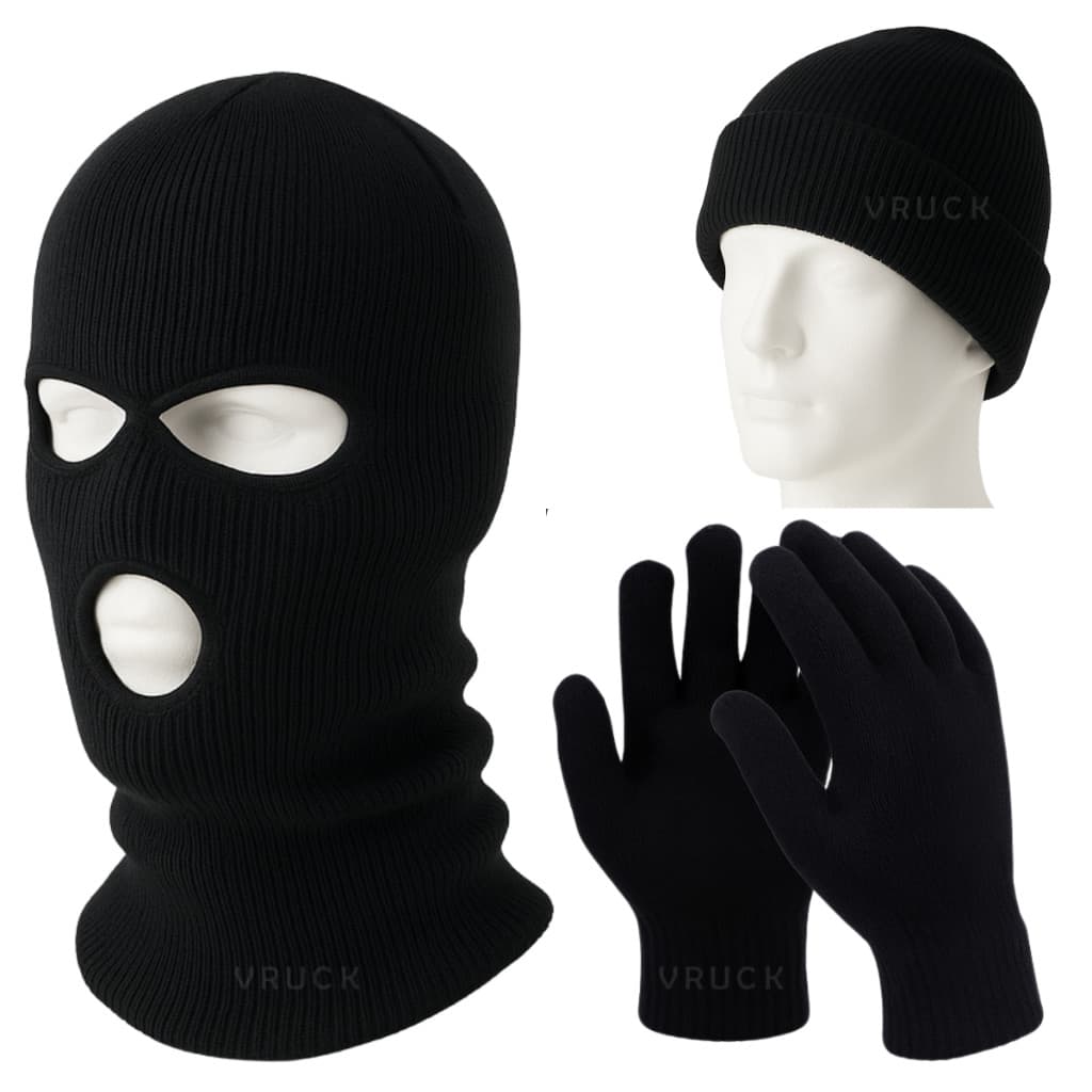 Kit Touca Ninja Luva Máscara Motoqueiro Motoboy Lã Térmica Unissex