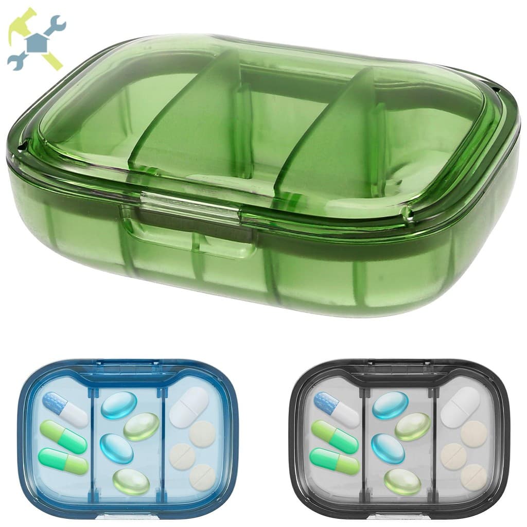 3 Unidades Organizador De Comprimidos De 3 Compartimentos Estojo À Prova De Umidade Com Tira De Vedação De Silicone Adeq