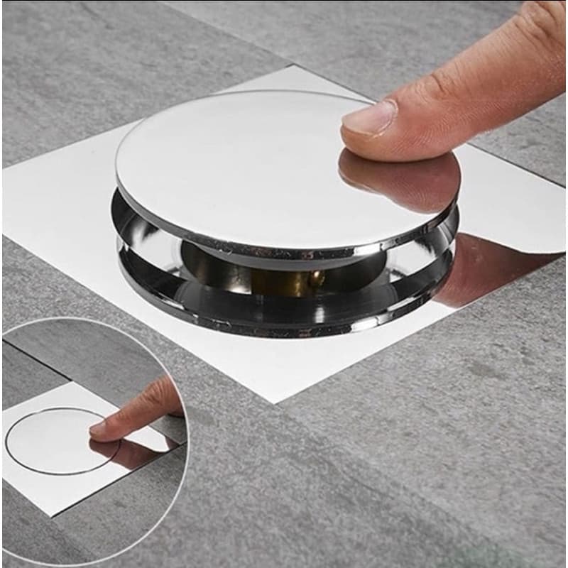 1/2 Un Ralo Inteligente Click 10x10 15x15 Cm Inox Banheiro Lavabo Veda Cheiro