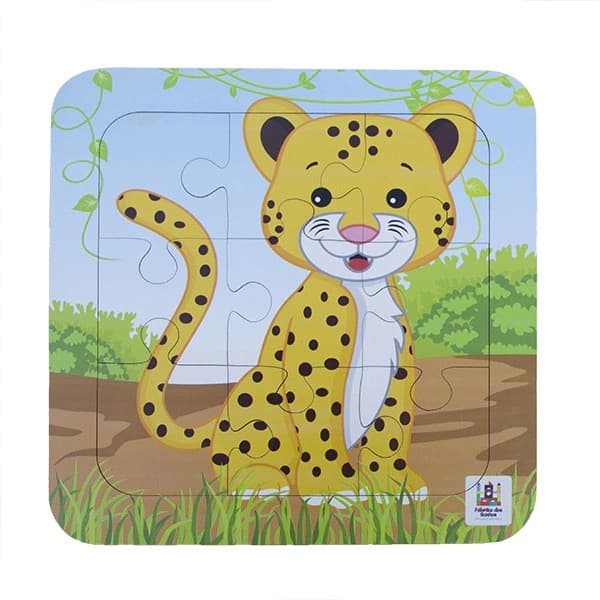 Jogo Quebra-cabeça Infantil de Onça Pintada 9 peças Madeira - Brinquedo pedagógico