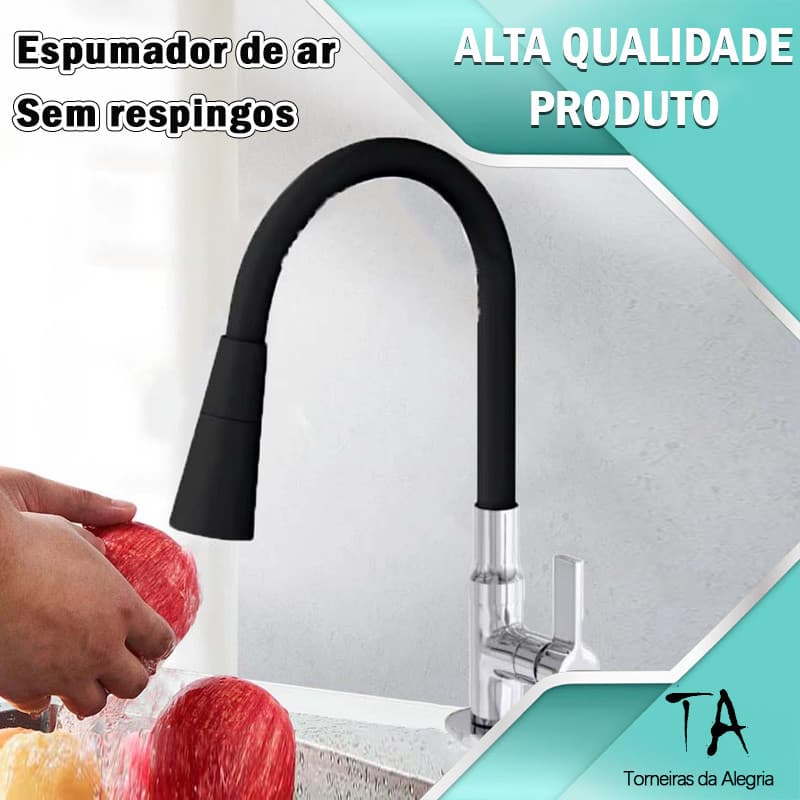 Cozinha gourmet pia torneira vertical flexível flexível 360° preto rotativ
