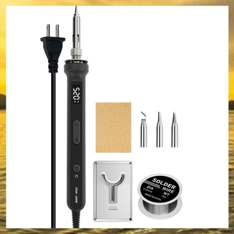 (Vzko) Kit De Ferro De Solda Elétrico Digital 100W Com Temperatura Ajustável Display LCD Estação De Retrabalho Preto Plu