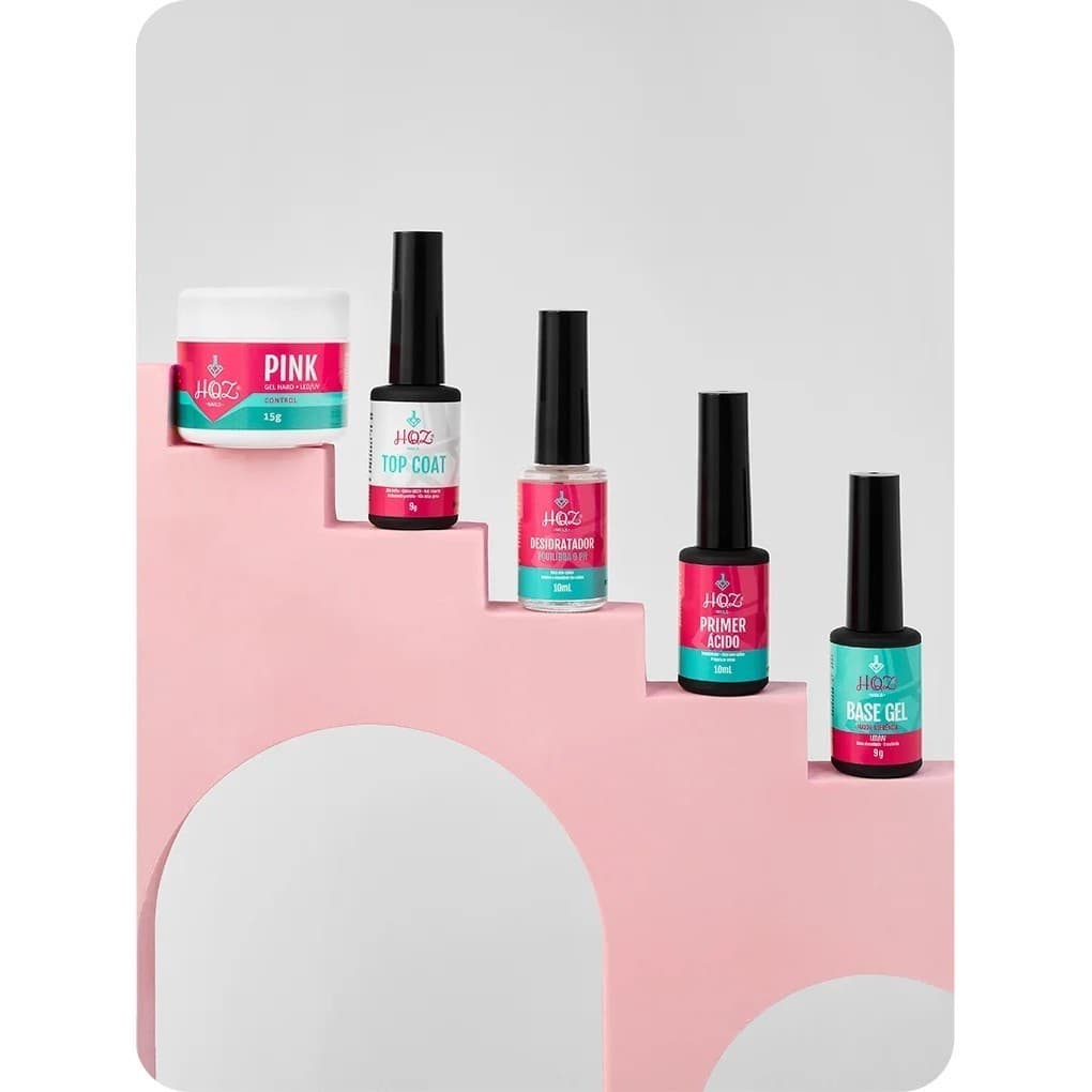 Kit Unha de Gel Completo Banho de Gel HQZ Nails para Unhas Naturais e lindas