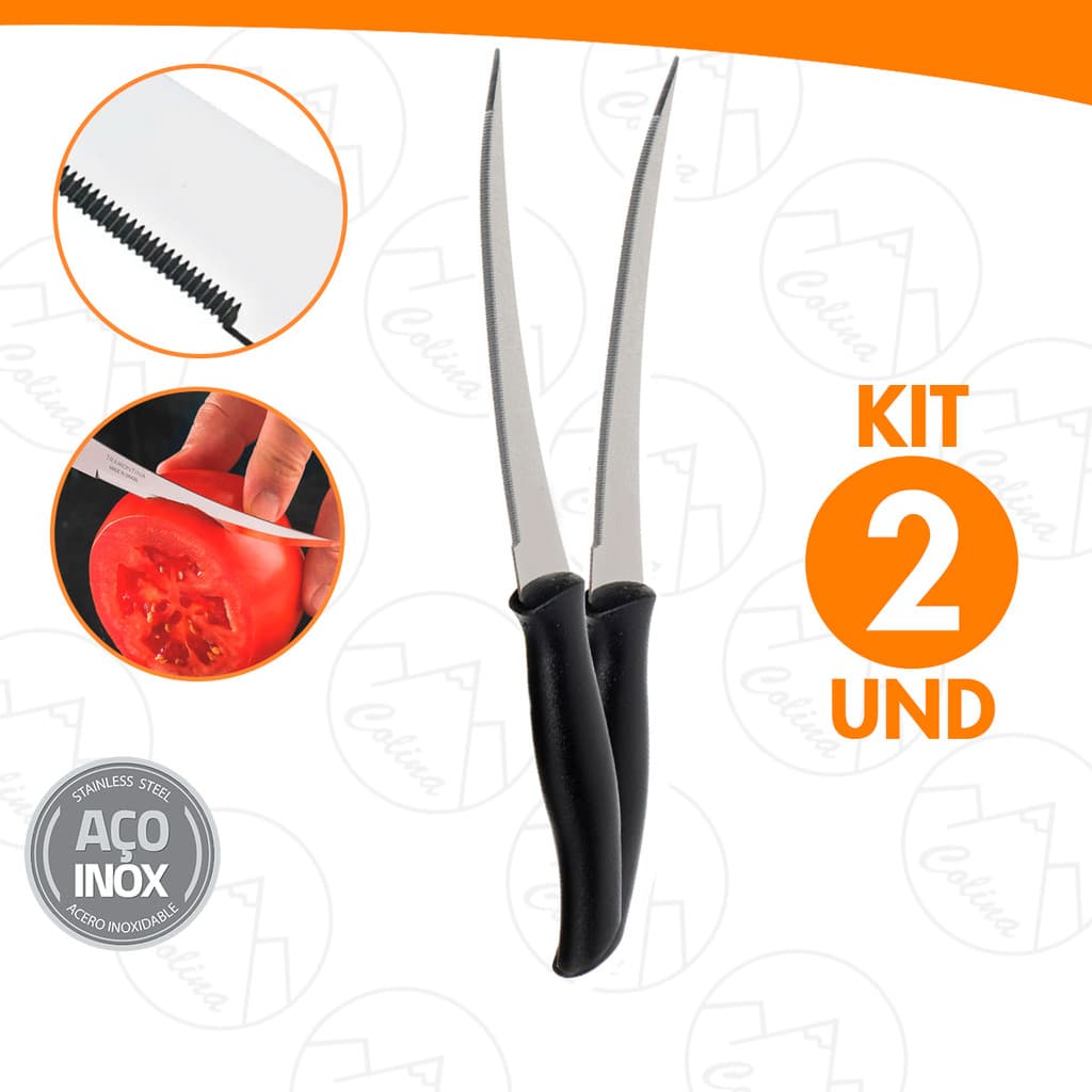 Kit 1 a 2 Facas Para Tomate Legumes Aço Inox Chef Profissional 5 Kolling Sell