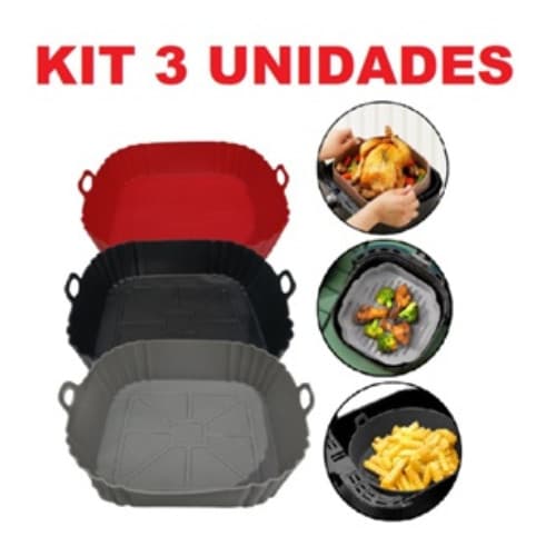 Formas de Silicone Quadrada 16x16cm Assadeira Air Fryer e Forno Forma para Fritadeira Elétrica