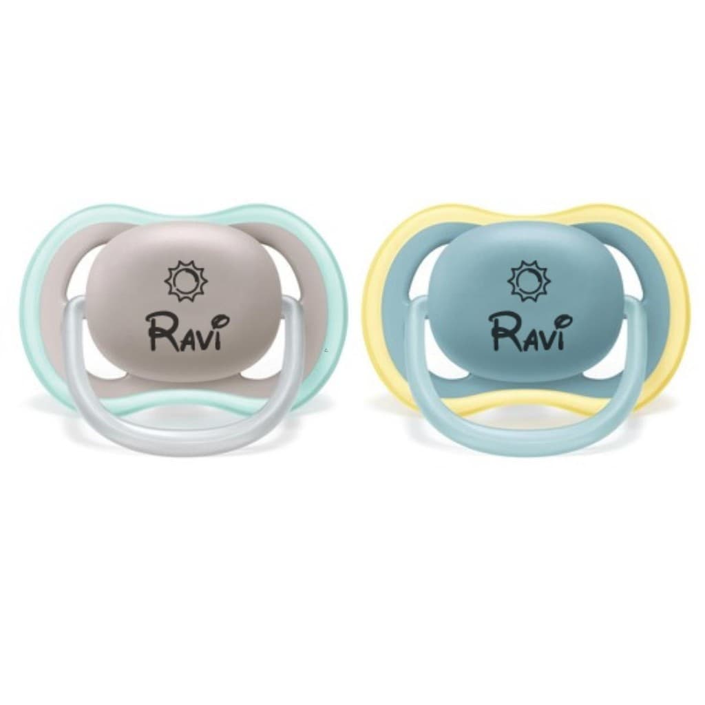 Chupeta Ultra Air Dupla 18+M  Azul e Verde Personalizadas