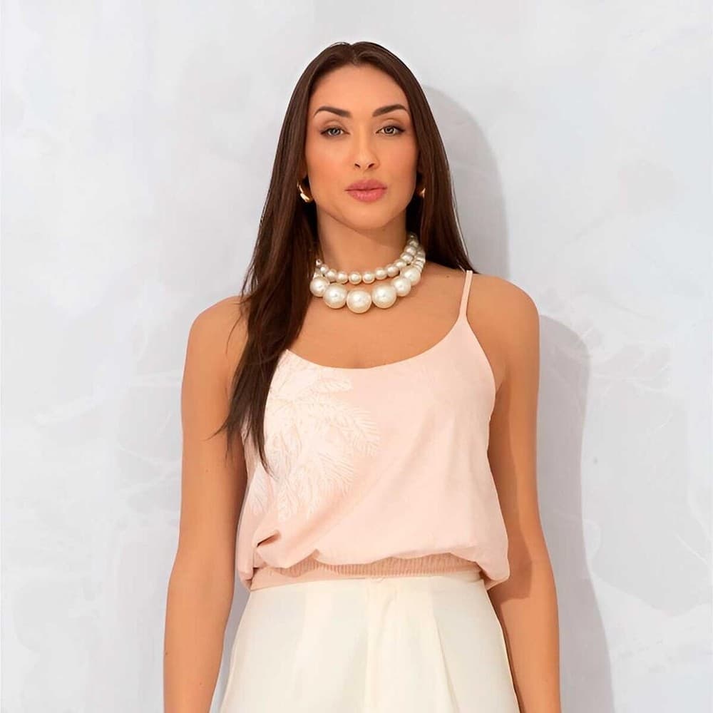 Blusa Feminina Alça Cropped Elástico na Barra IDHOK