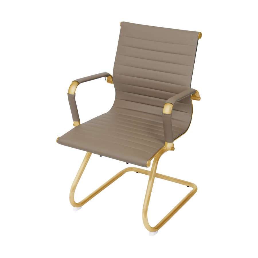 Cadeira De Escritório Eames Caramelo - Fixa | Dourado Matte