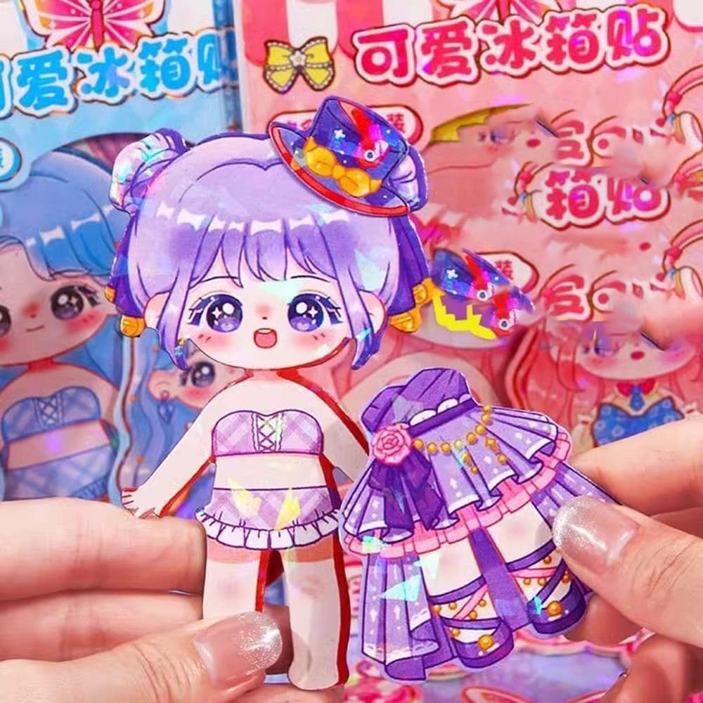 Princesa Magnética Vestir-Se Adesivo Tridimensional Quebra-Cabeça Corte Livre Pasta Repetida Bonito Dos Desenhos Animado