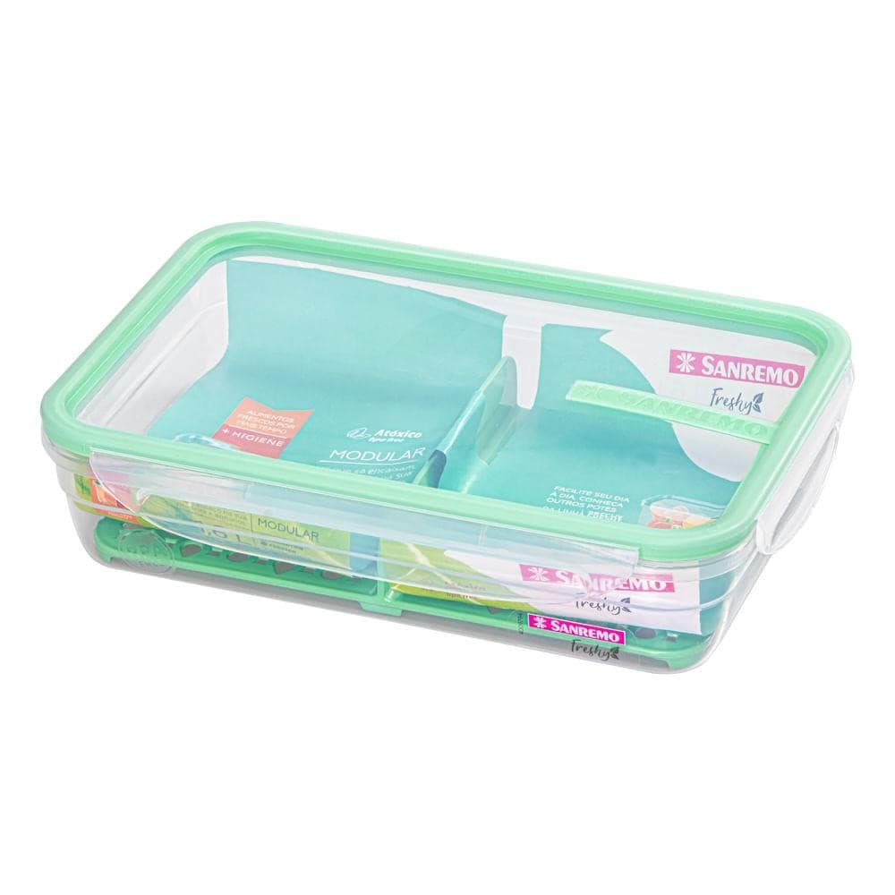 Pote Plástico com Travas Hermético com Grade Verde Menta 1,6L Freshy Sanremo