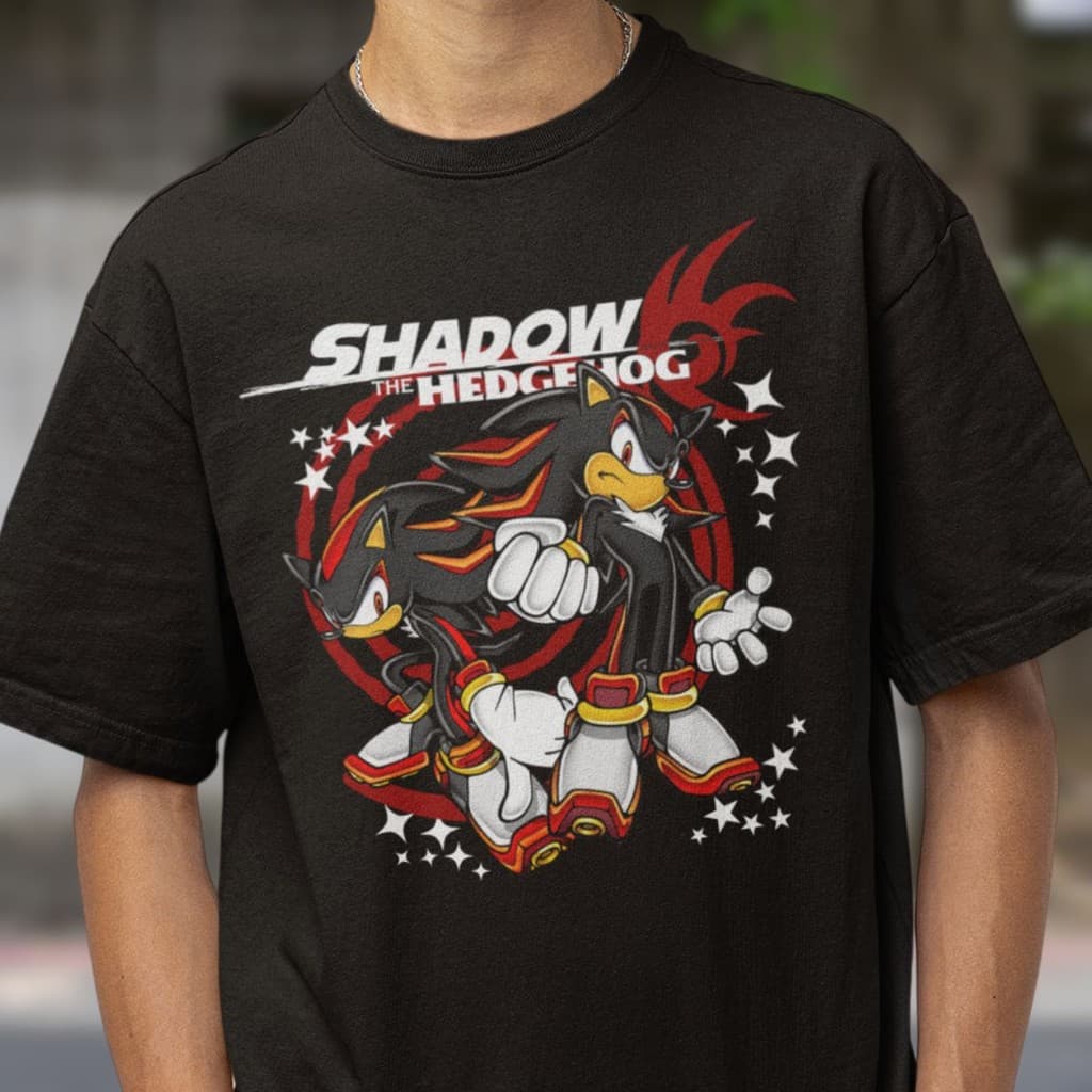 Camiseta Shadow The Hedgehog Unissex Jogo Sonic Ouriço Preto Algodão
