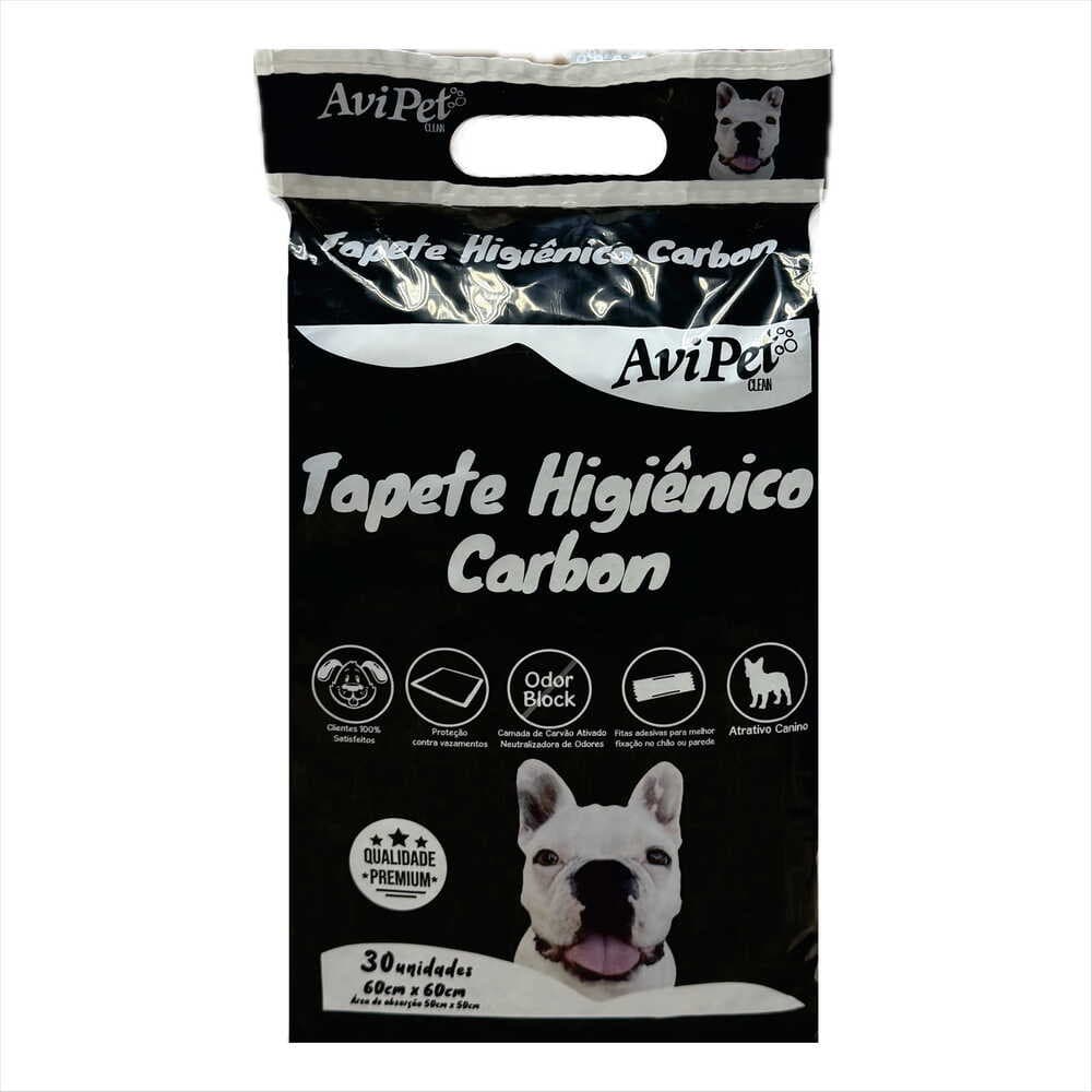Tapete Higiênico Avipet Clean Carbon Cães 60x60cm c/ 30 un.