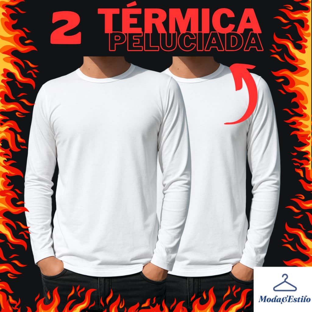 2 Blusa Manga Longa Segunda Pele Térmica Peluciada Manga Longa Masculina