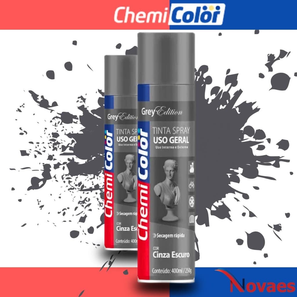 Kit 2 Tinta Spray Chemicolor Cinza Escuro 400ml Profissional