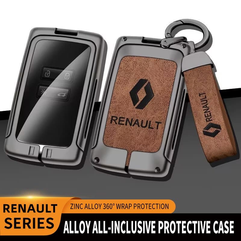 Capa de Chave de Carro em Couro e Liga para Renault Koleos Kadjar Scenic Megane Talisman Captur Espace Clio Zoe Duster K