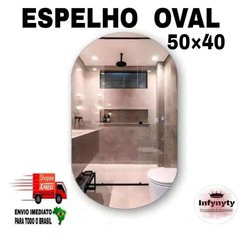 Espelho 50x40 oval Para Maquiagem Banheiro