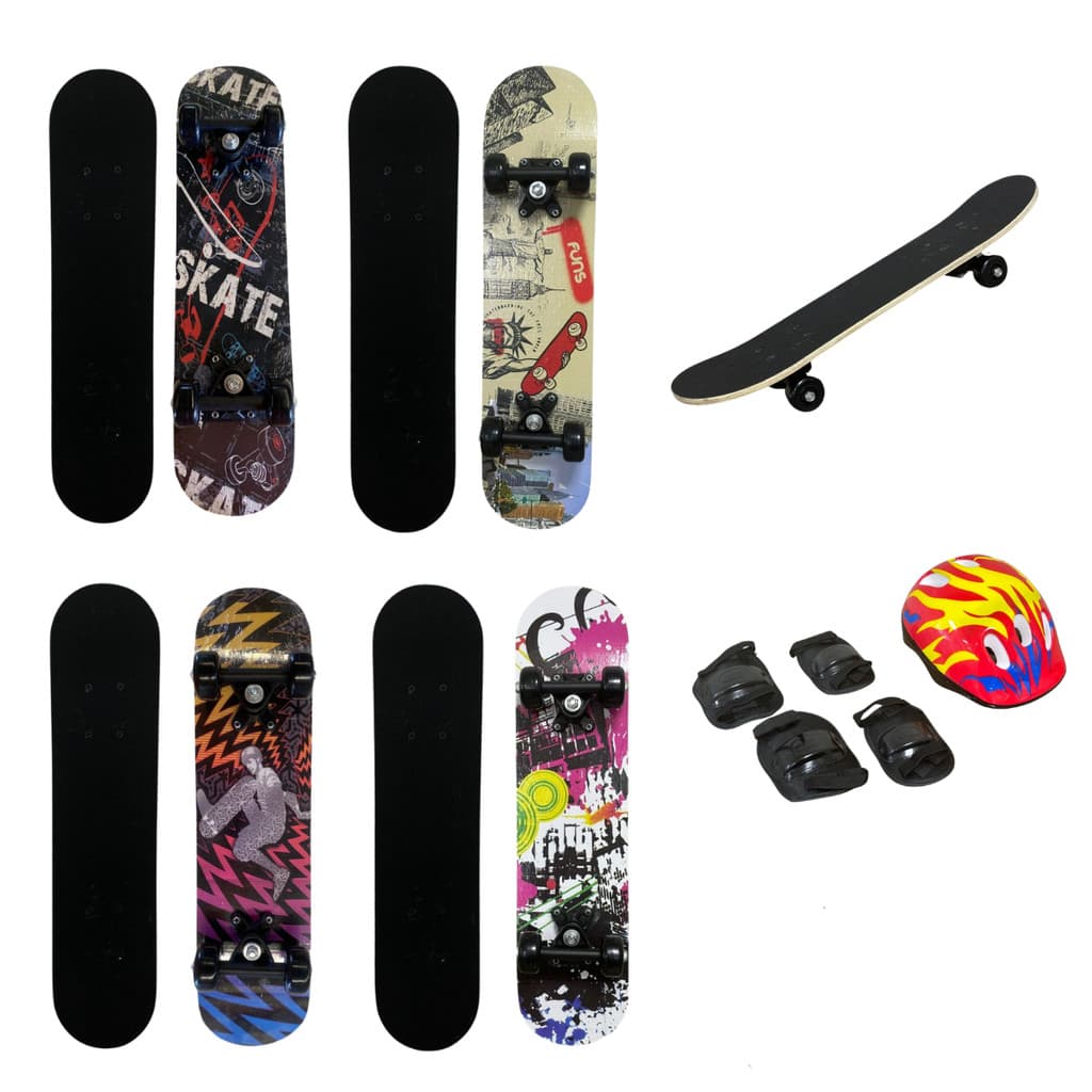 Skate Infantil C/ Kit Proteção Modelos C/ Licha Antiderrapante Menino Menina Montado