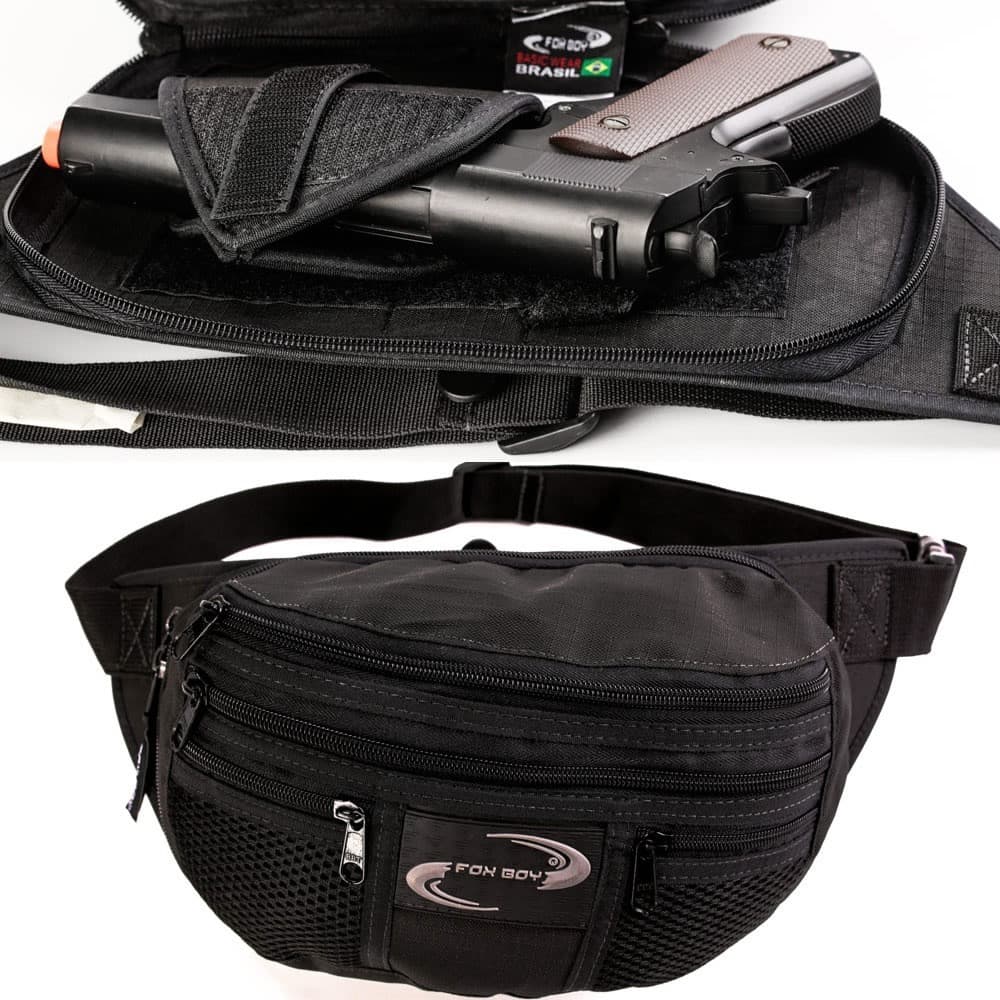 Pochete Tática Cintura C/ Coldre Velado Universal Saque Rápido 3 Bolsos Fox boy