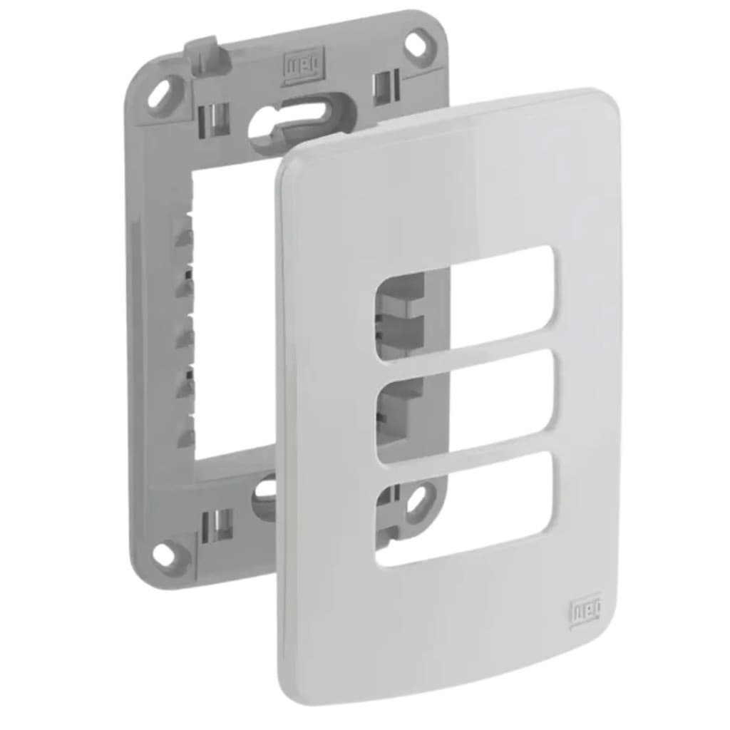 Espelho/Placa 4x2 3 Posto Branca Weg Compose Com Suporte