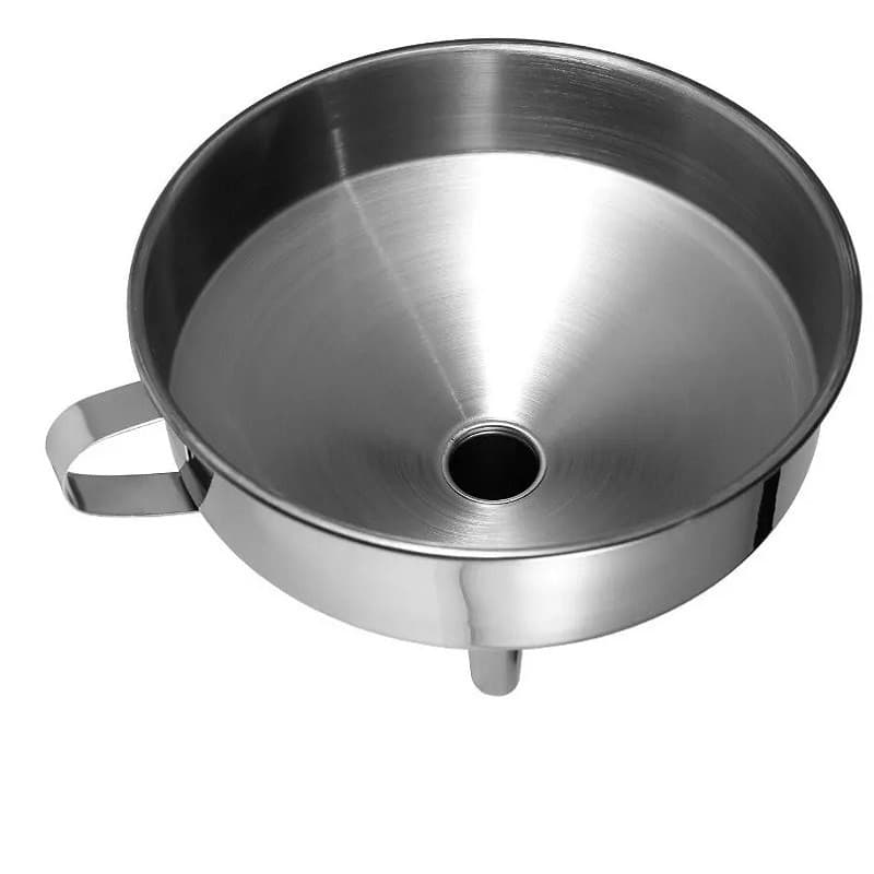 Funil Aço Inox Grande 16x14 Cm Alça Garrafas Óleo Multiuso