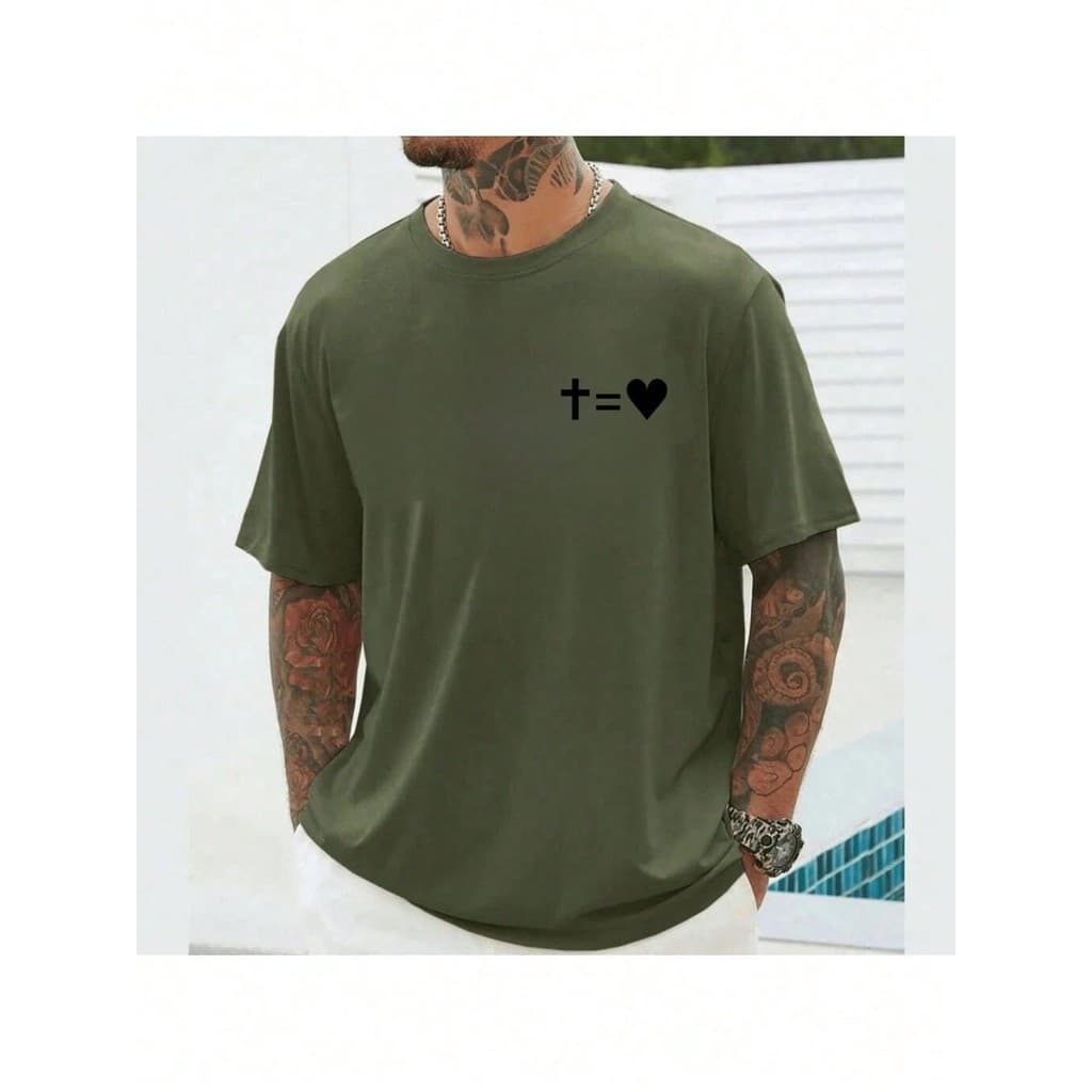 Camiseta Masculina Jesus Coração Gospel Deus Algodão Unissex Premium