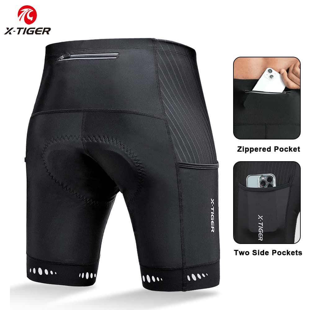 X-TIGER Powerband Homens Shorts De Ciclismo Com Bolso Traseiro 5D Gel Acolchoado Bicicleta Mountain Road Bike Equitação