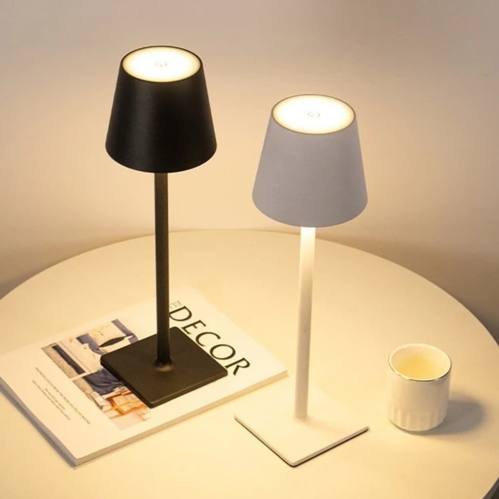 Abajur De Mesa Led Touch Com 3 Modos Dimerizável Sem Fio Recarregável