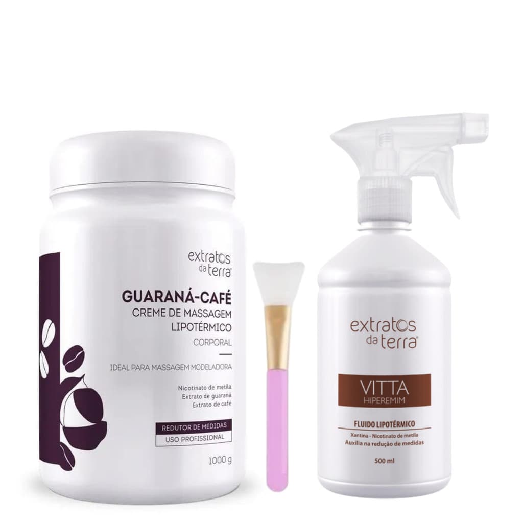 Kit Creme De Massagem Redutor de gordura e medidas Corporal Guaraná Café e Fluido hiperemim