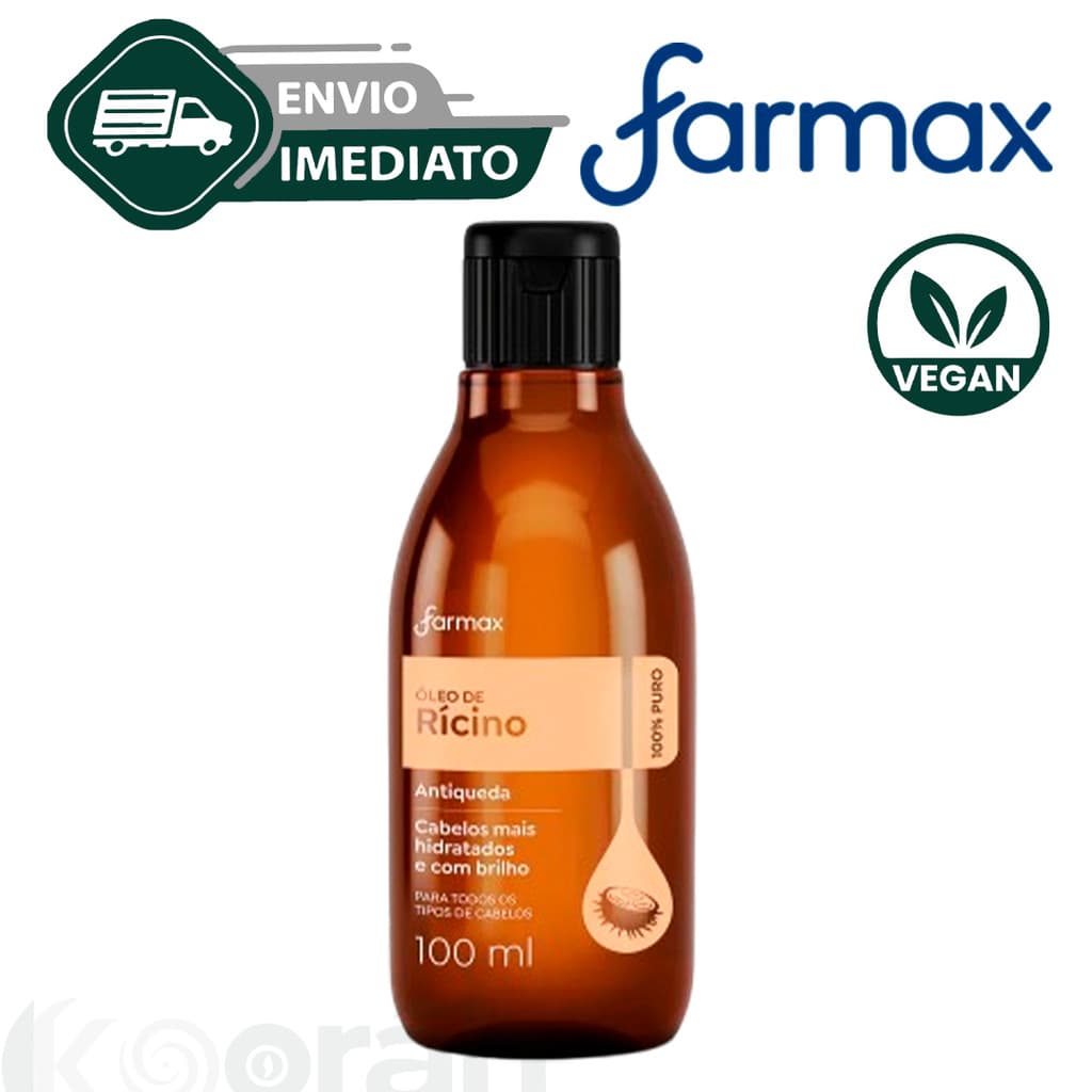 Óleo de Ricino 100% Puro Capilar Farmax 100ml Vegetal Tônico Crescimento Queda Envio Imediato