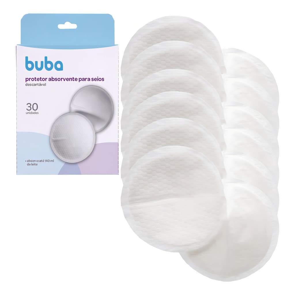 Protetor Absorvente para Seios Buba 30 Unidades Descartável e Anatômico