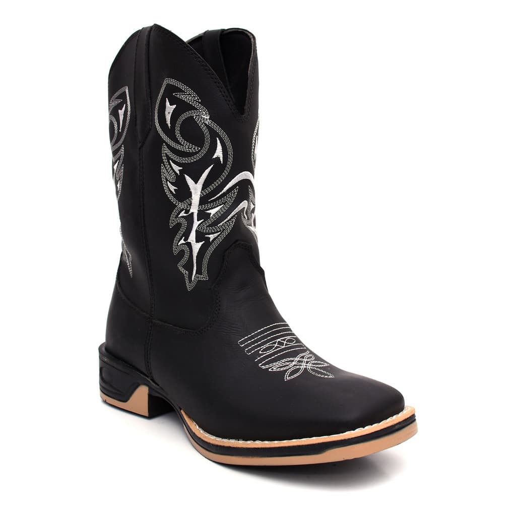 Bota Texana Masculina Country Bico Quadrado Couro Delegada