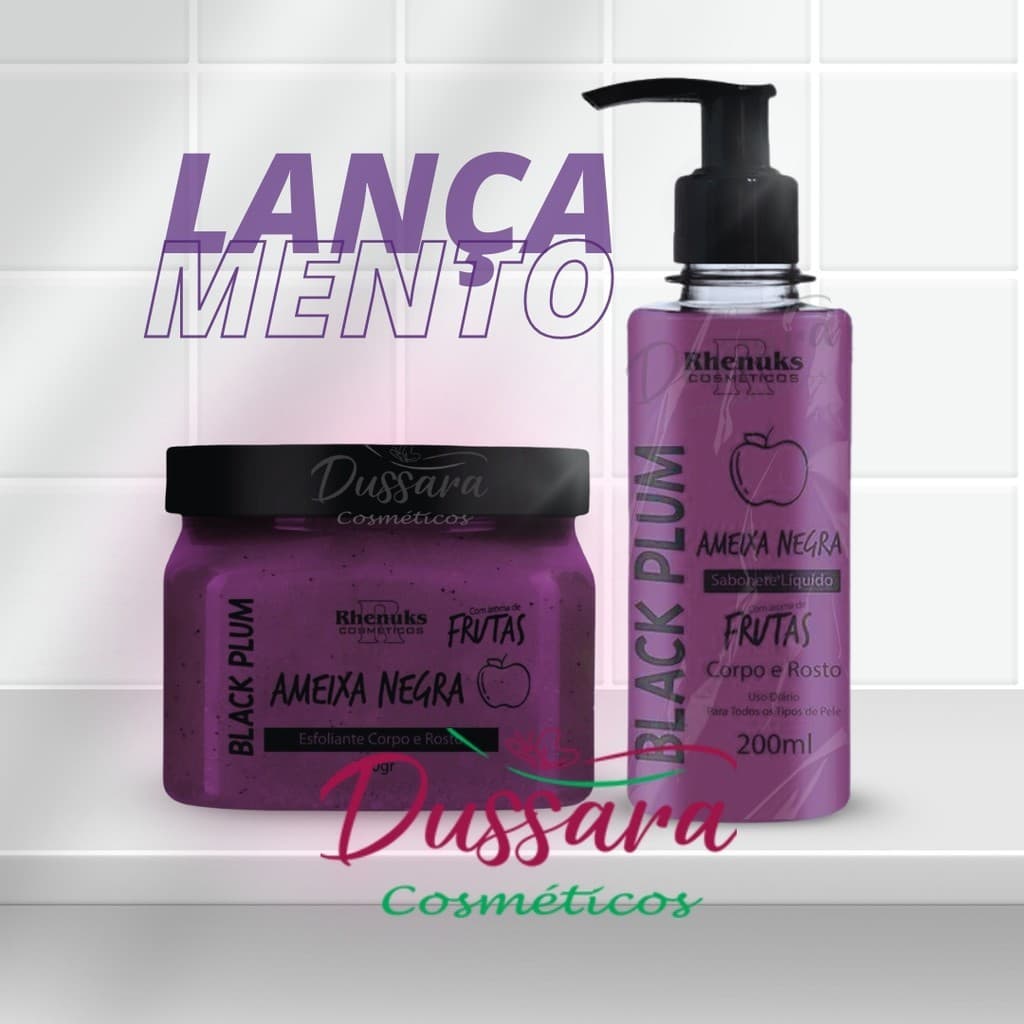 Kit Esfoliante + Sabonete Líquido Rosto e Corpo ( Ameixa Negra - Rhenuks