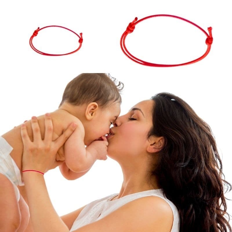 Kit 2 Pulseiras Vermelhas Mamãe Bebê Xô Quebranto,Olho Gordo, Mau Olhado Ajustável
