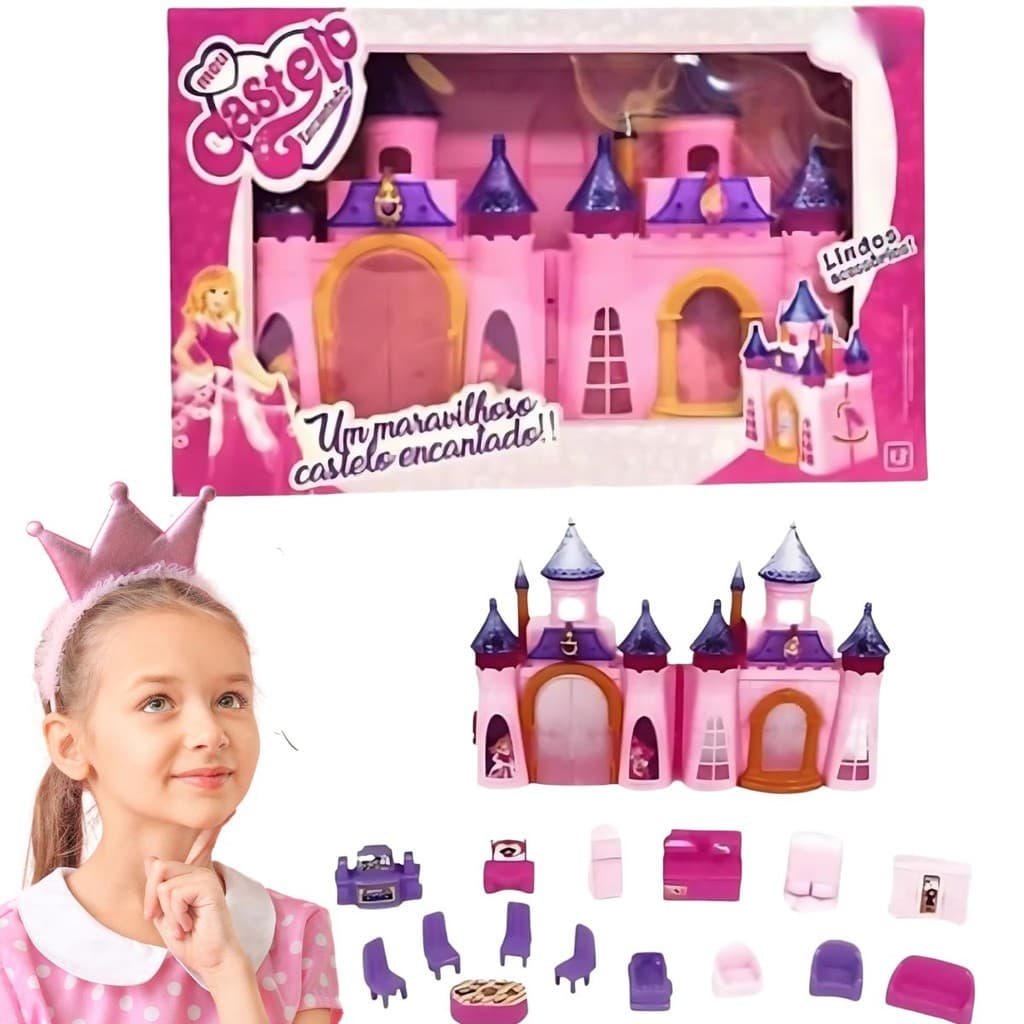 Castelo Encantado Princesa Com Luz Som Acessórios Menina Casinha Infantil