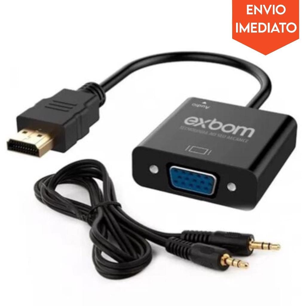 Adaptador VGA Para HDMI Com Áudio P2 Full HD USB Notebook Tv Monitor Plug And Play