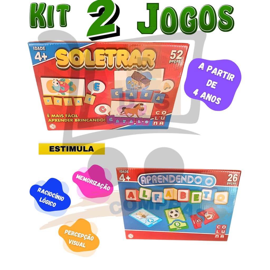 Kit 2 Jogo Educativo 4 Anos Aprendendo O Alfabeto E Soletrar Infantil Didatico