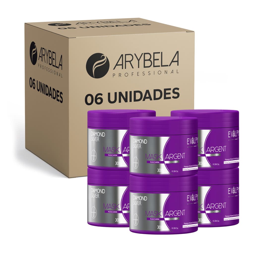 PACK  6 UN - MÁSCARA DIAMOND SILVER 300g - MATIZADOR - EVOLPY LISS