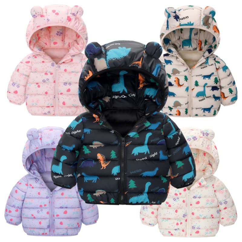 Crianças Meninos Meninas Com Capuz Jaquetas Leves Inverno Outono Dos Desenhos Animados Dinossauro Roupas Casuais