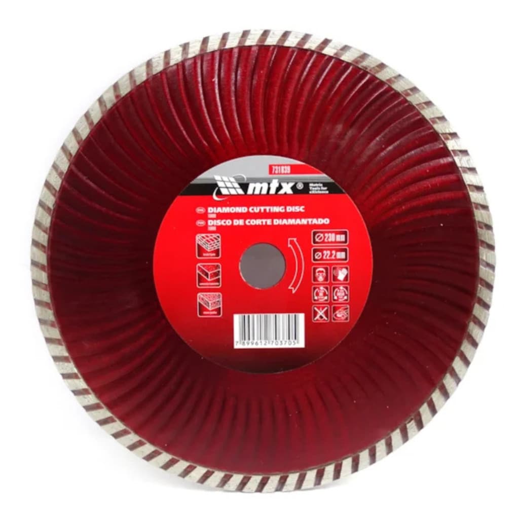 DISCO DE CORTE TURBO, DIAMANTADO, CORTE SECO, 230 X 22,2MM, 1PC // MTX