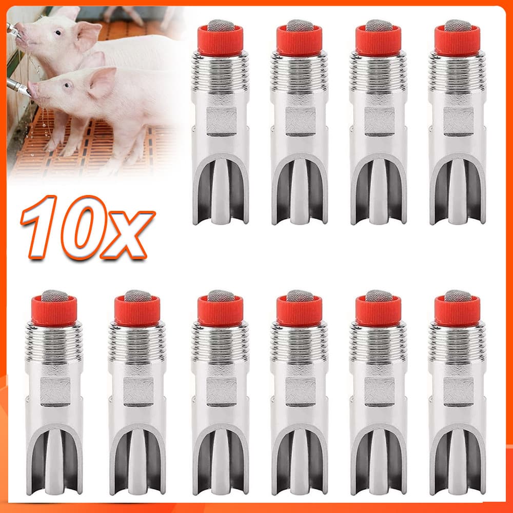 Kit 10 Bebedouro De Porco Automático Chupeta Suíno Bico Aço Inoxidável
