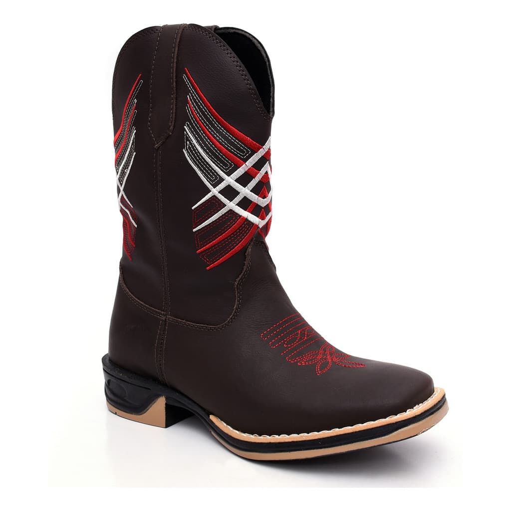 Bota Texana Masculina Country Barretos Em Couro