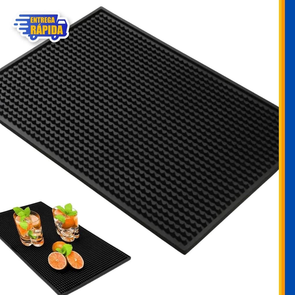 1 UNID Tapete Bar Barmen Escorredor em Silicone para Copos Drinks Antiderrapante Preto