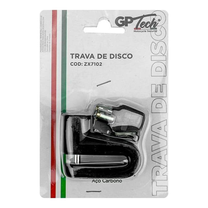 Trava De Disco Zx7102 Preta Para Moto | Gp Tech